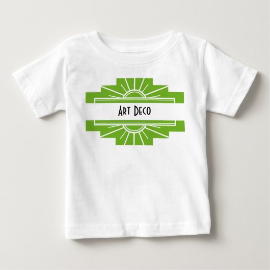アールデコ日が差すことパターン白及びライムベビーT ベビーTシャツ (正面)