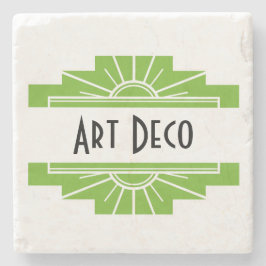 アールデコ日が差すことパターン白及びライム石 ストーンコースター