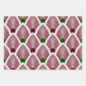 アールデコ日が差すことファンインブライトホリデーレッド ラッピングペーパーシート (正面)