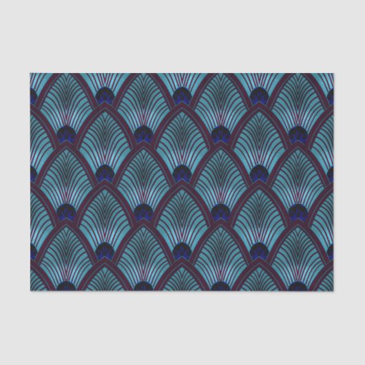 アールデコ日が差すことファン(メタリックブルー) 薄葉紙 (正面)