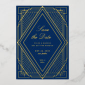 アールデコ日付金ゴールドの保存 箔招待状 (正面)