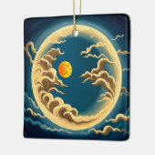 「アールデコ日本のインスパイア満月と雲 セラミックオーナメント (左)