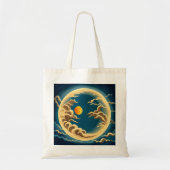 「アールデコ日本のインスパイア満月と雲 トートバッグ (正面)