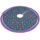 アールデコ星の花アクア、バイオレット、ブラック上の青 フリース ツリースカート (アングル)