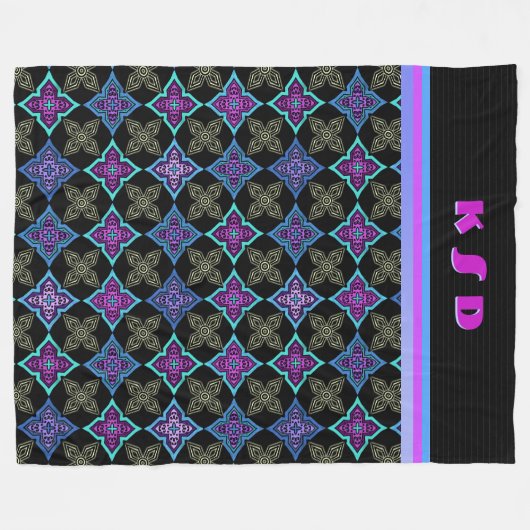 アールデコ星花パーソナライズされた(S) フリースブランケット (正面(横))