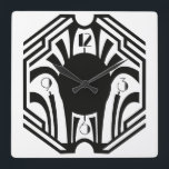 アールデコ時計 スクエア壁時計<br><div class="desc">カッコいいアールデコスタイルクロック顔エレガント（黒）</div>