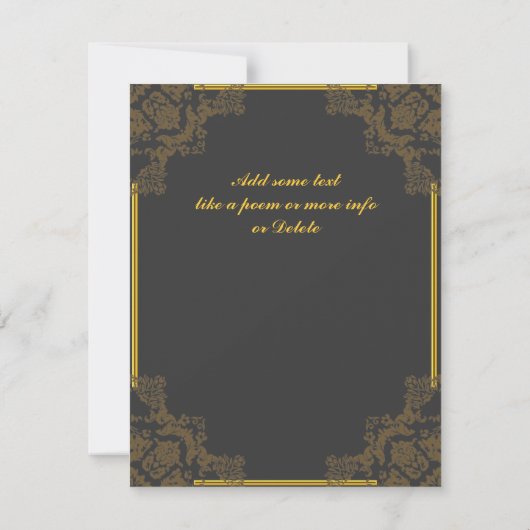 アールデコ木炭50番目の誕生日招待状 招待状 (裏面)