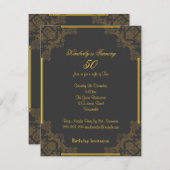アールデコ木炭50番目の誕生日招待状 招待状 (正面/裏面)