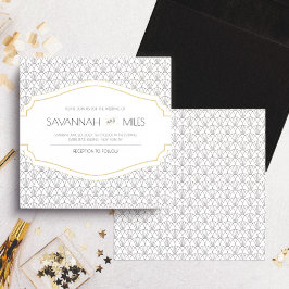 アールデコ枠の正方形結婚式招待状 招待状