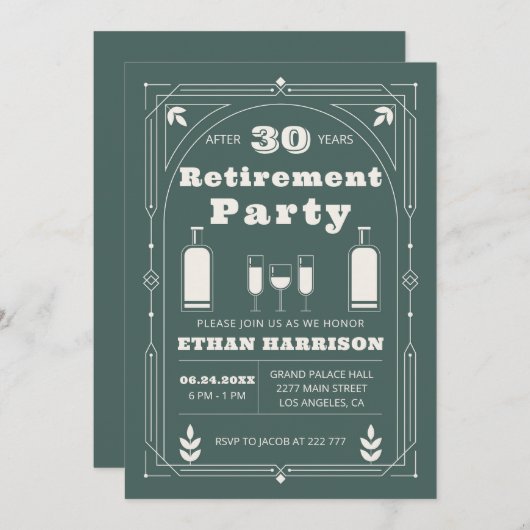 アールデコ枠 招待状 (正面/裏面)