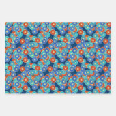 アールデコ様式化された花のパタ数々のーン、カラーWr ラッピングペーパーシート (正面2)