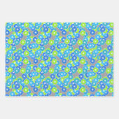 アールデコ様式化された花のパタ数々のーン、カラーWr ラッピングペーパーシート (正面)