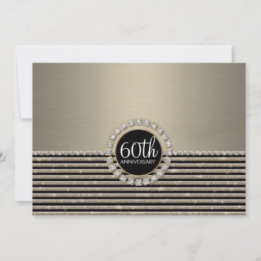 アールデコ横モダン向きストライプグリッタールック 招待状 (正面)