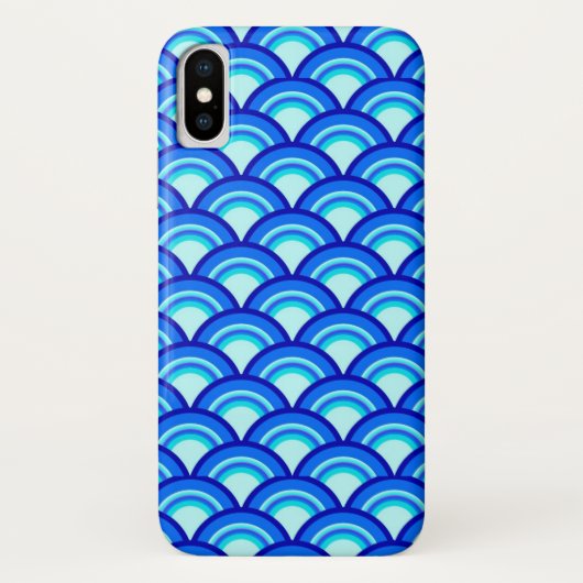 アールデコ波パターン – コバルトとスカイブルー Case-Mate iPhoneケース (裏面)