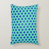 アールデコ波パターン – ターコイズとコバルト アクセントクッション (正面(垂直))