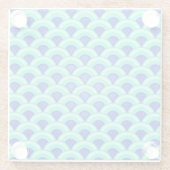 アールデコ波パターン – ターコイズとコバルト ガラスコースター (裏面)