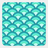 アールデコ波パターン – ターコイズの影 スクエアシール (正面)