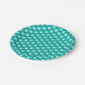 アールデコ波パターン – ターコイズの影 ペーパープレート (アングル)