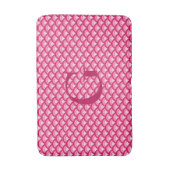 アールデコ波パターン – 明るい赤紫色とサンゴ バスマット (正面縦)