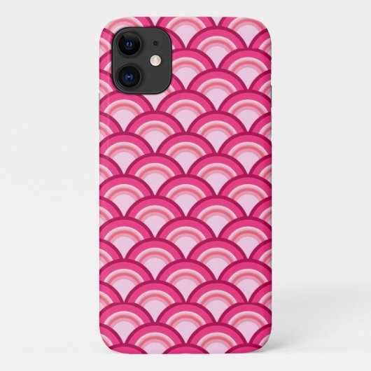 アールデコ波パターン – 明るい赤紫色とサンゴ Case-Mate iPhoneケース (裏面)
