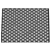 アールデコ波パターン – 白黒 ラージペーパーバッグ (正面)