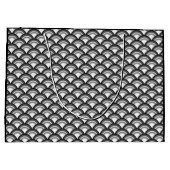 アールデコ波パターン – 白黒 ラージペーパーバッグ (裏面)