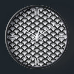 アールデコ波パターン – 白黒 壁時計<br><div class="desc">テキスタイルで伝統的よく見られる波のパターンに基日本のづくアールデコパターン</div>