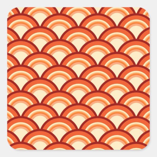 アールデコ波形パターン – ミカン スクエアシール (正面)