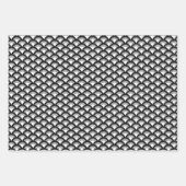 アールデコ波形パターン、白黒、ピンク、青 ラッピングペーパーシート (正面)