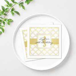 アールデコ波金ゴールドグリッターシーホースビーチパーティー スタンダードカクテルナプキン