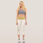 アールデコ海ウェーブパッテン金ゴールドグリッターシーホース カプリレギンス (正面)