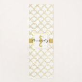 アールデコ海ウェーブパッテン金ゴールドグリッターシーホース ヨガマット (正面)