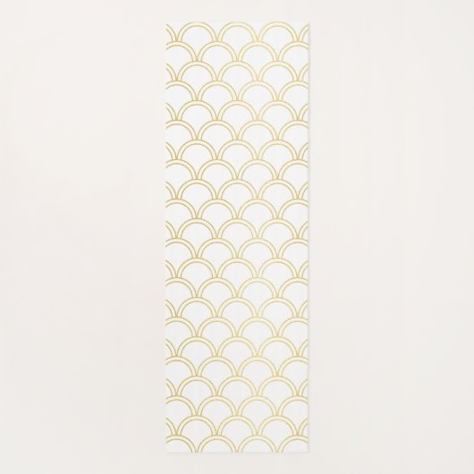 アールデコ海ウェーブパッテン金ゴールドグリッターシーホース ヨガマット (裏面)