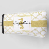 アールデコ海ウェーブパッテン金ゴールドシーホースビーチ ゴルフヘッドカバー (正面)