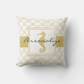 アールデコ海ウェーブ金ゴールドシーホースビーチハウス アウトドアクッション (正面)