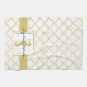 アールデコ海ウェーブ金ゴールドシーホースビーチハウス キッチンタオル (横)