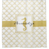 アールデコ海ウェーブ金ゴールドシーホースビーチハウス シャワーカーテン (正面)