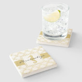 アールデコ海ウェーブ金ゴールドシーホースビーチハウス ストーンコースター (横)