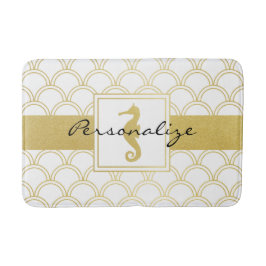 アールデコ海ウェーブ金ゴールドシーホースビーチハウス バスマット