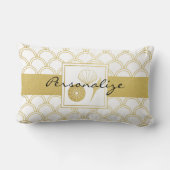 アールデコ海ウェーブ金ゴールドシーホースビーチハウス ランバークッション (裏面)