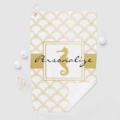 アールデコ海波模様金ゴールドグリッターシーホース ゴルフタオル (インサイチュ)