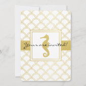 アールデコ海波金ゴールドグリッターシーホース誕生日 招待状 (裏面)