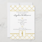 アールデコ海波金ゴールドグリッターシーホース誕生日 招待状 (正面)