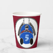 アールデコ漫画スタイルブルーレースカー 紙コップ (裏面)