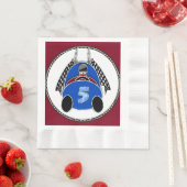 アールデコ漫画スタイルブルーレースカー 縁ありランチョンナプキン (インサイチュ)