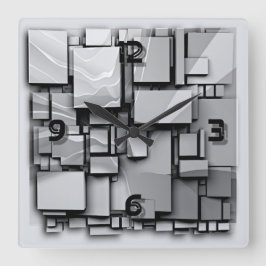 アールデコ灰色 スクエア壁時計