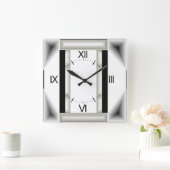 アールデコ灰色 スクエア壁時計 (ホーム)
