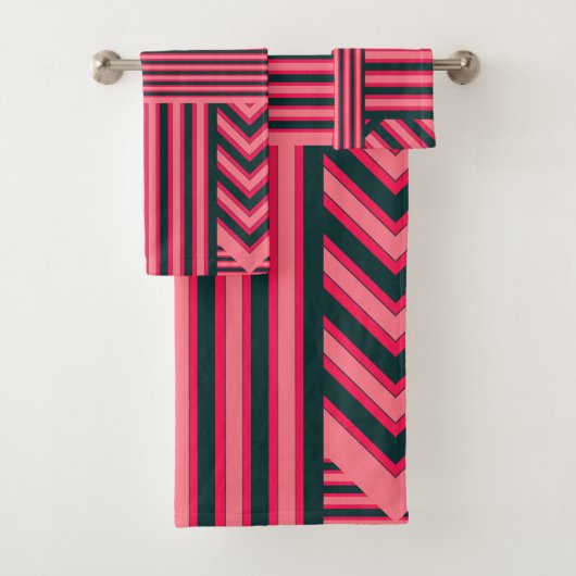 アールデコ炭ピンク抽象芸術パタエレガントーン バスタオルセット (インサイチュ)