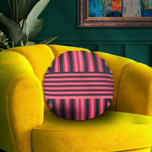 アールデコ炭ピンク抽象芸術パタエレガントーン ラウンドクッション