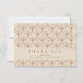 アールデコ焼けオレンジエレガント色のカスタムウェディング サンキューカード (正面)